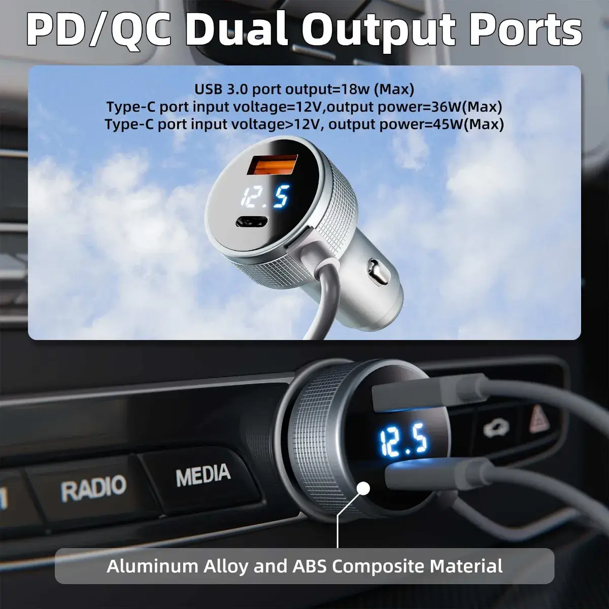 Single 120W DC waterproof output connector detail